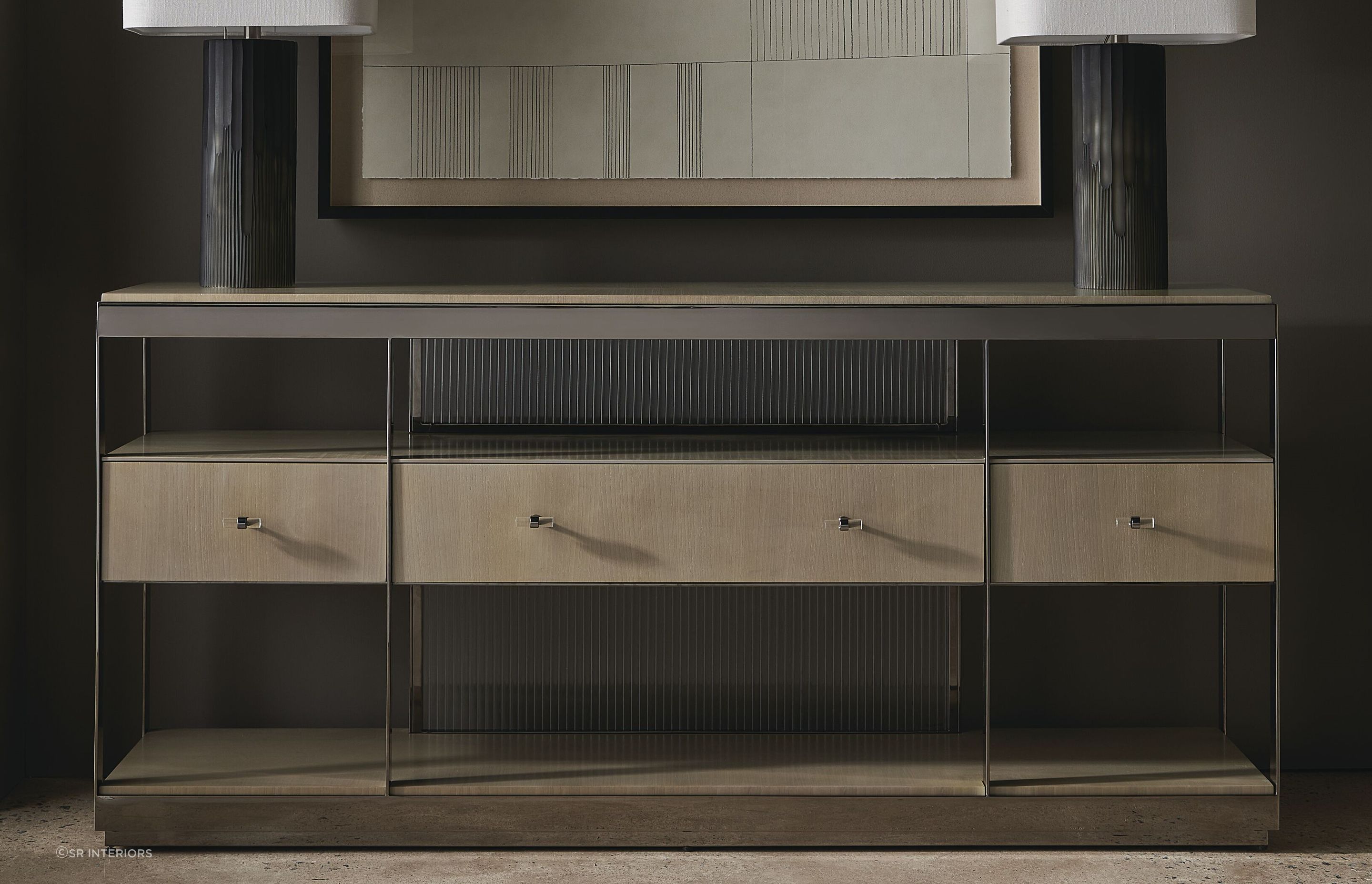 The Shelf Sufficient Console achieves a perfect balance of style and functionality