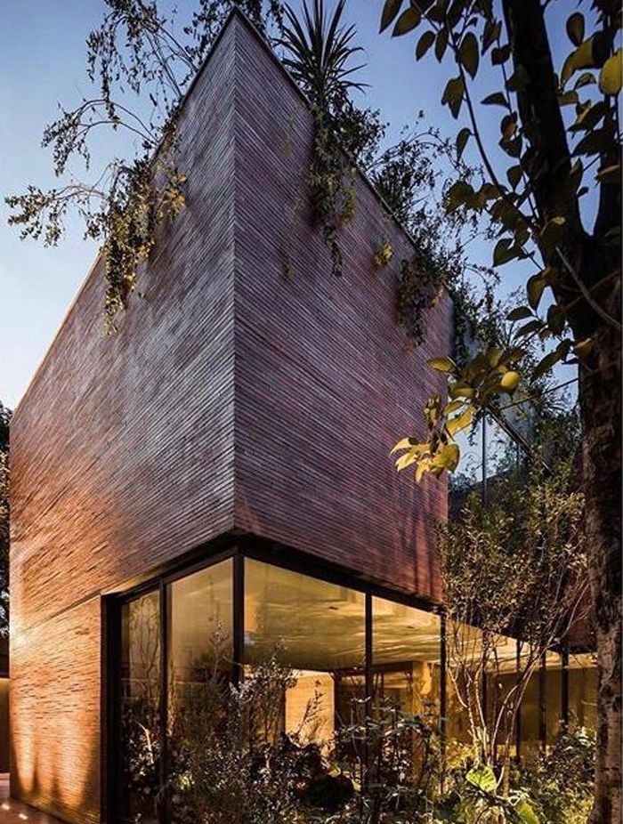 Long-format bricks create a stunningly modern facade on this contemporary home.