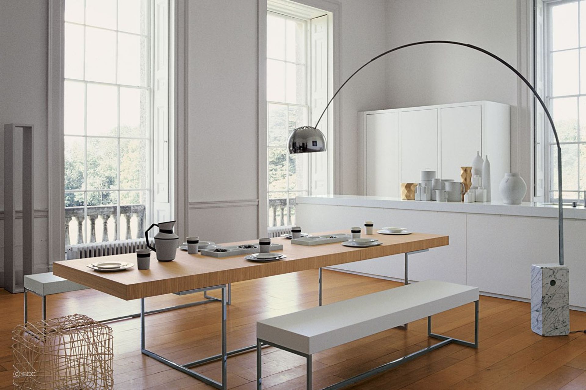 Designer products like the Arco Floor Lamp by Flos are an artistic and functional addition to a space.