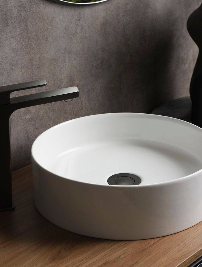 Swept Tower Basin Mixer in Gunmetal