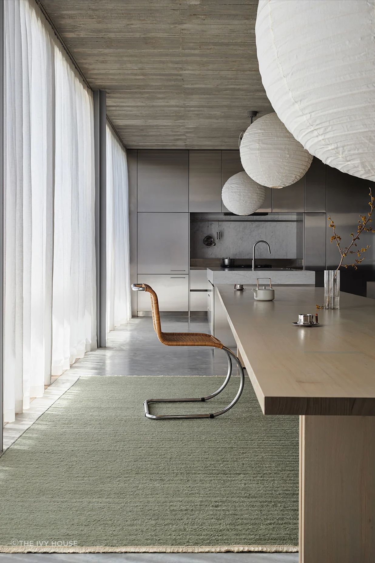 The Cable Wool Rug in Jade is fresh and contemporary.
