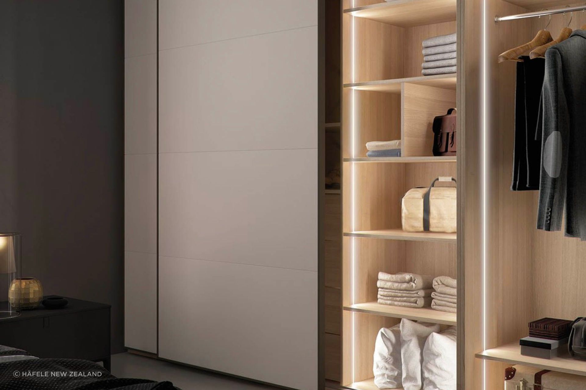 The LOOX 1152 LED strip lighting for cabinetry is sleek, modern and elegant