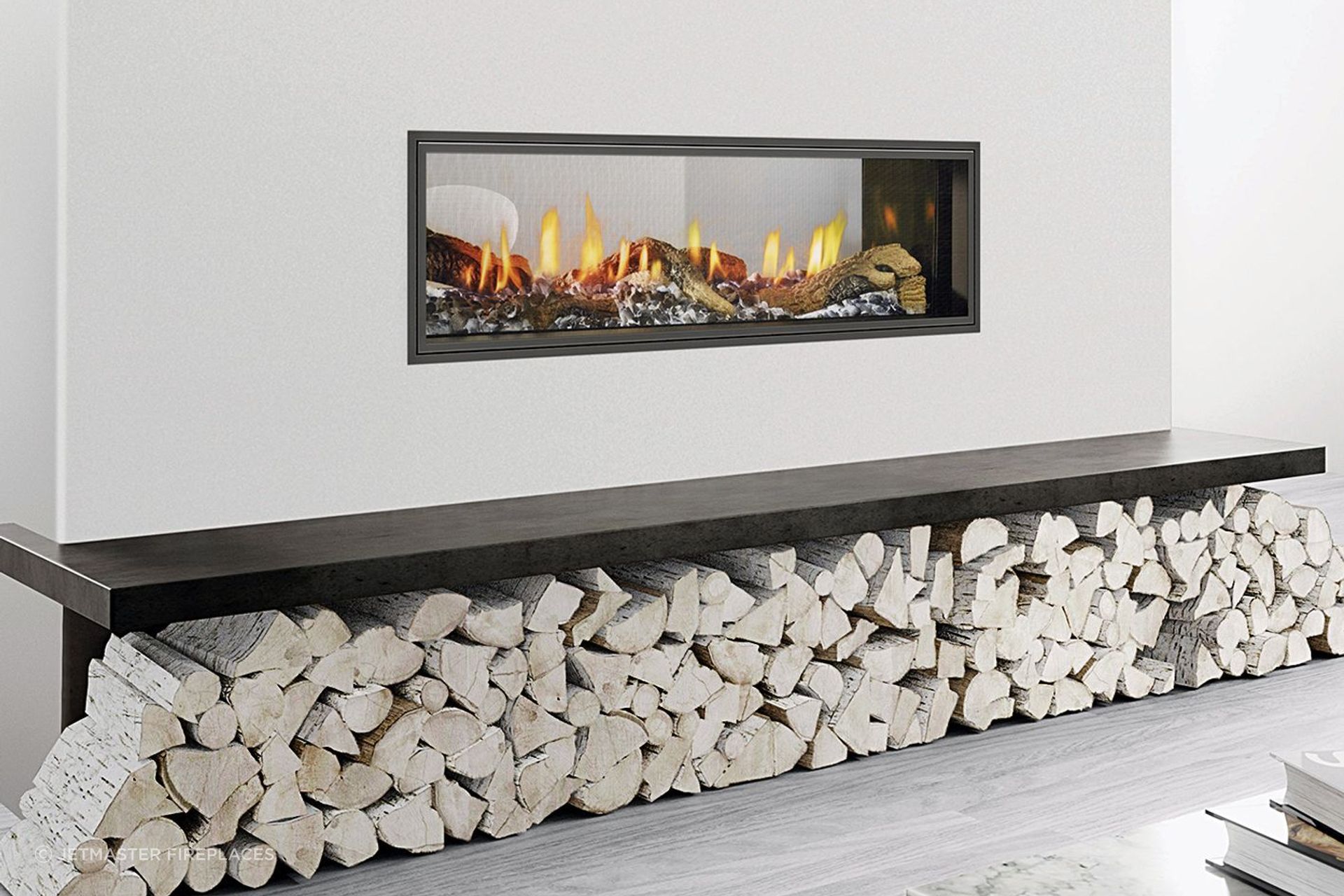 The Mezzo Series Double-Sided Gas Fireplace can be fuelled with natural gas or LPG.