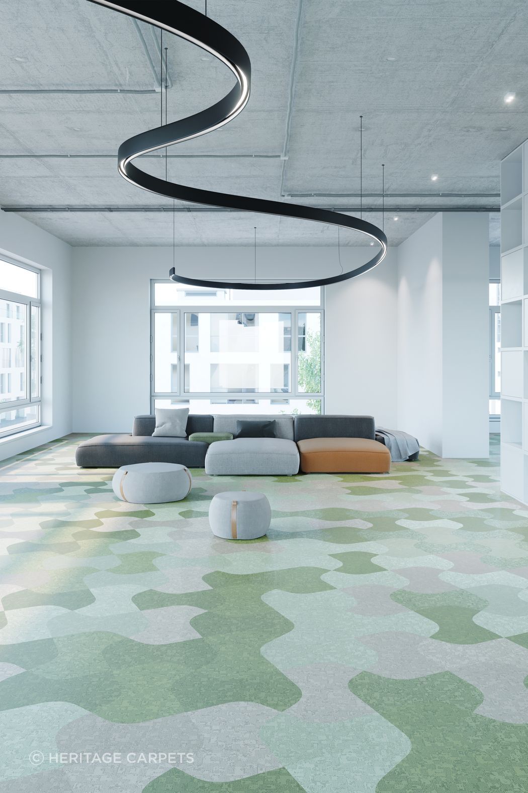 Versatile shaped woven eco-vinyl tiles by ntgrate®