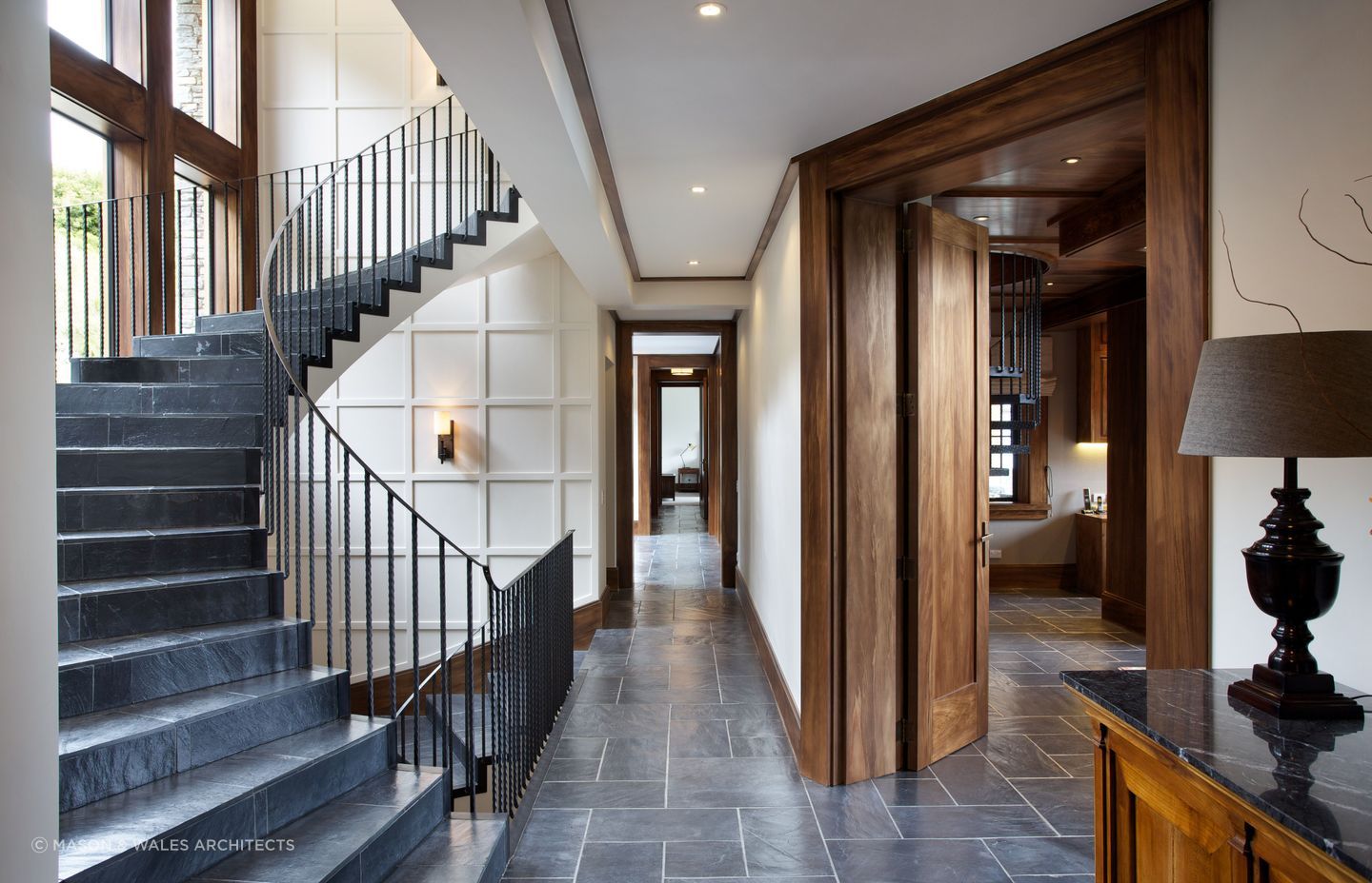 An exquisite use of wrought iron balustrades in the luxurious Queenstown Hill House.