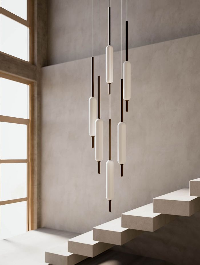 These pendant lights are held in stylish lighting fixtures