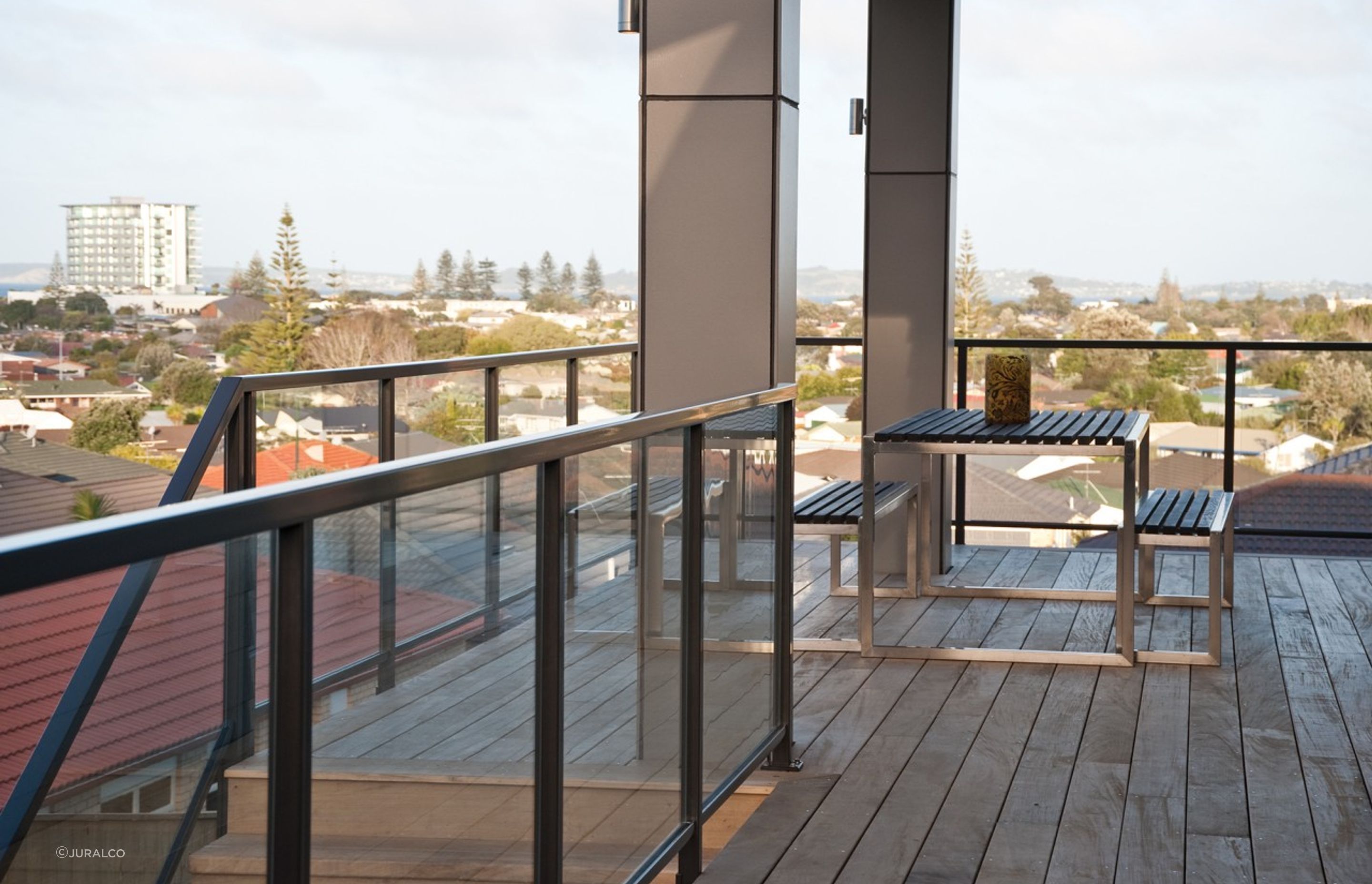 The Juralco Viking® Aluminium and Glass Balustrade System shows how materials can be successfully used in combination