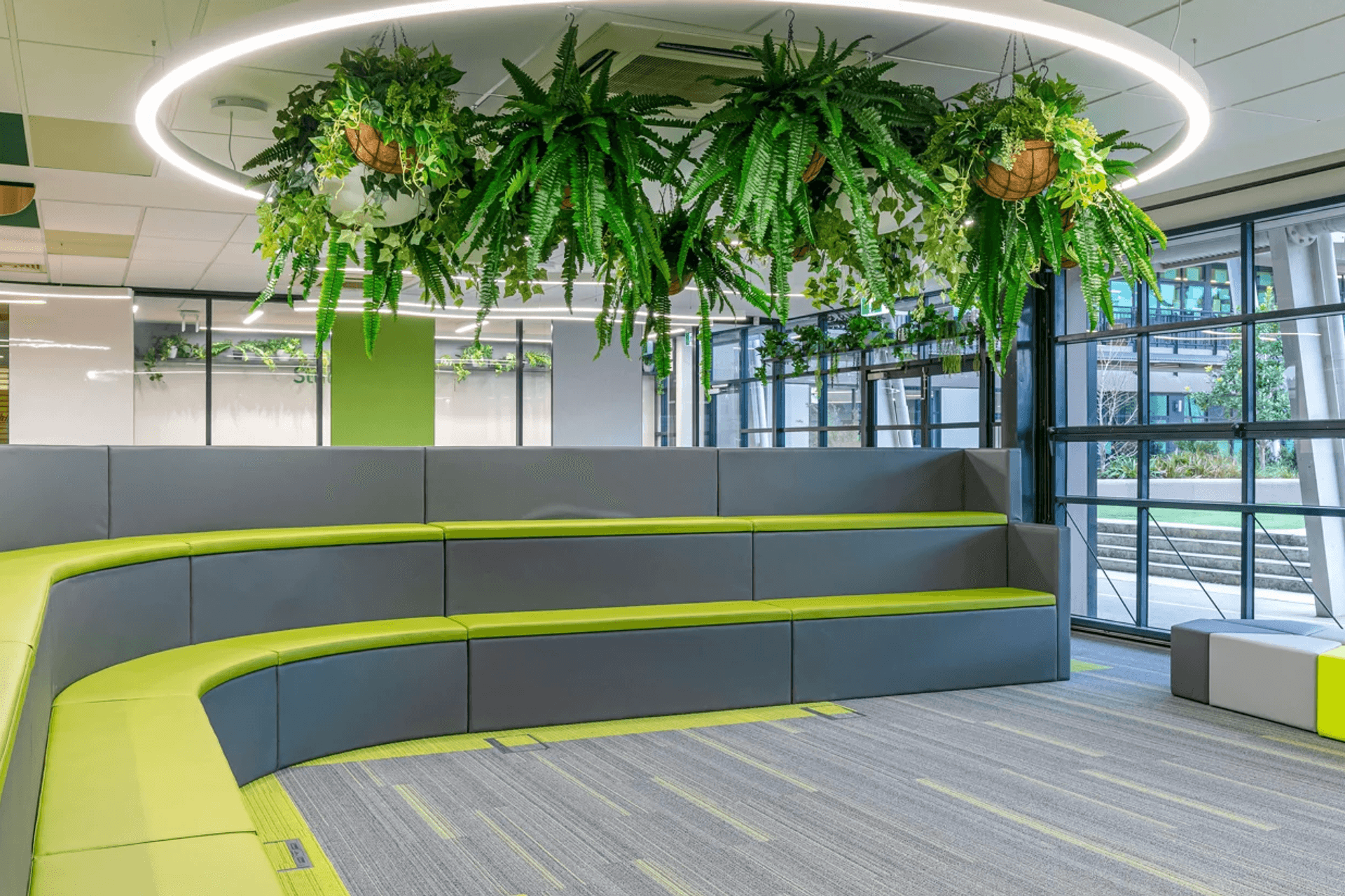 Custom arching extrusion profile powder coated in silky white.