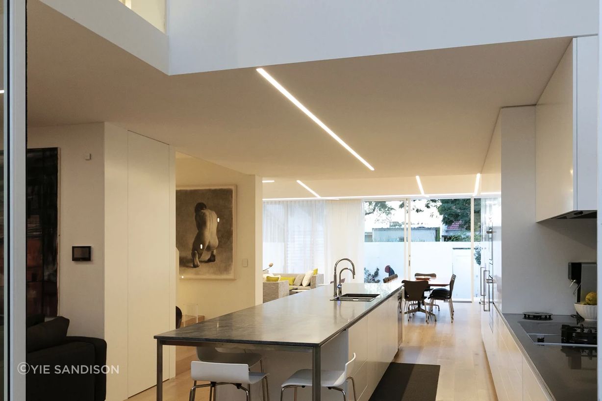 Lighting becomes art in this Paddington home.