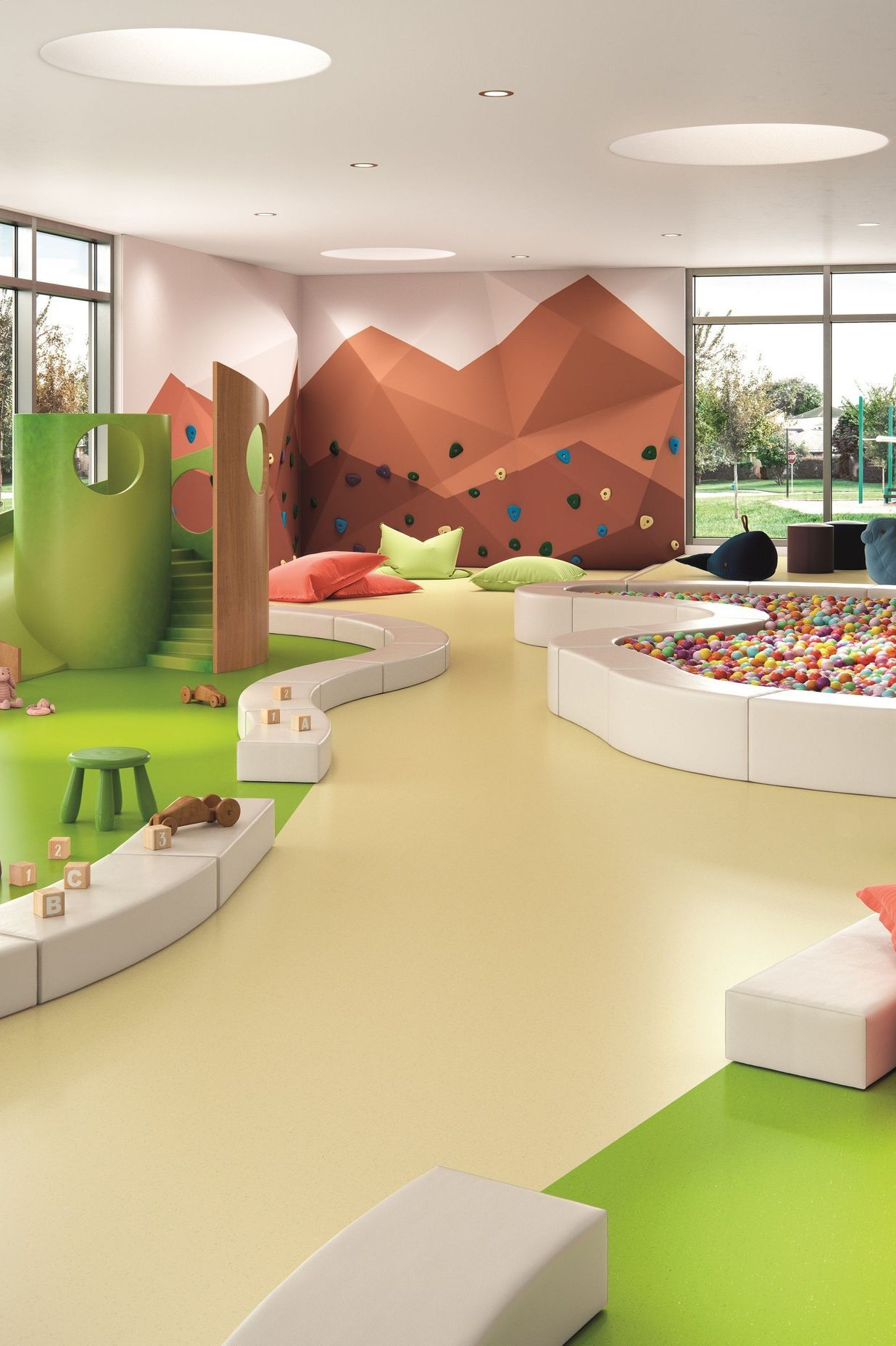 Colourful Palettone vinyl flooring is ideal for early childhood facilities.