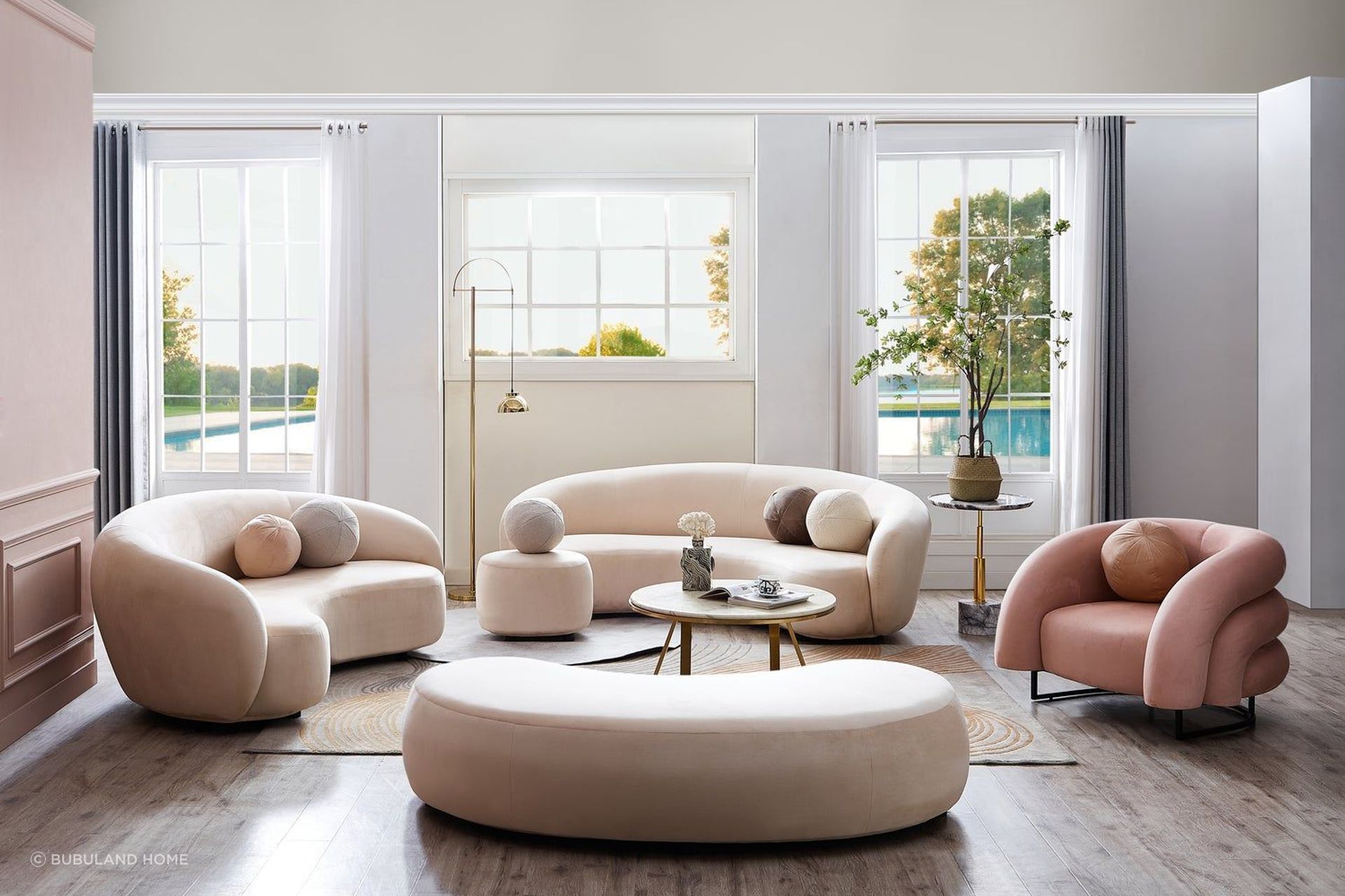 Curvo Seater Velvet Sofas from Bubuland Home