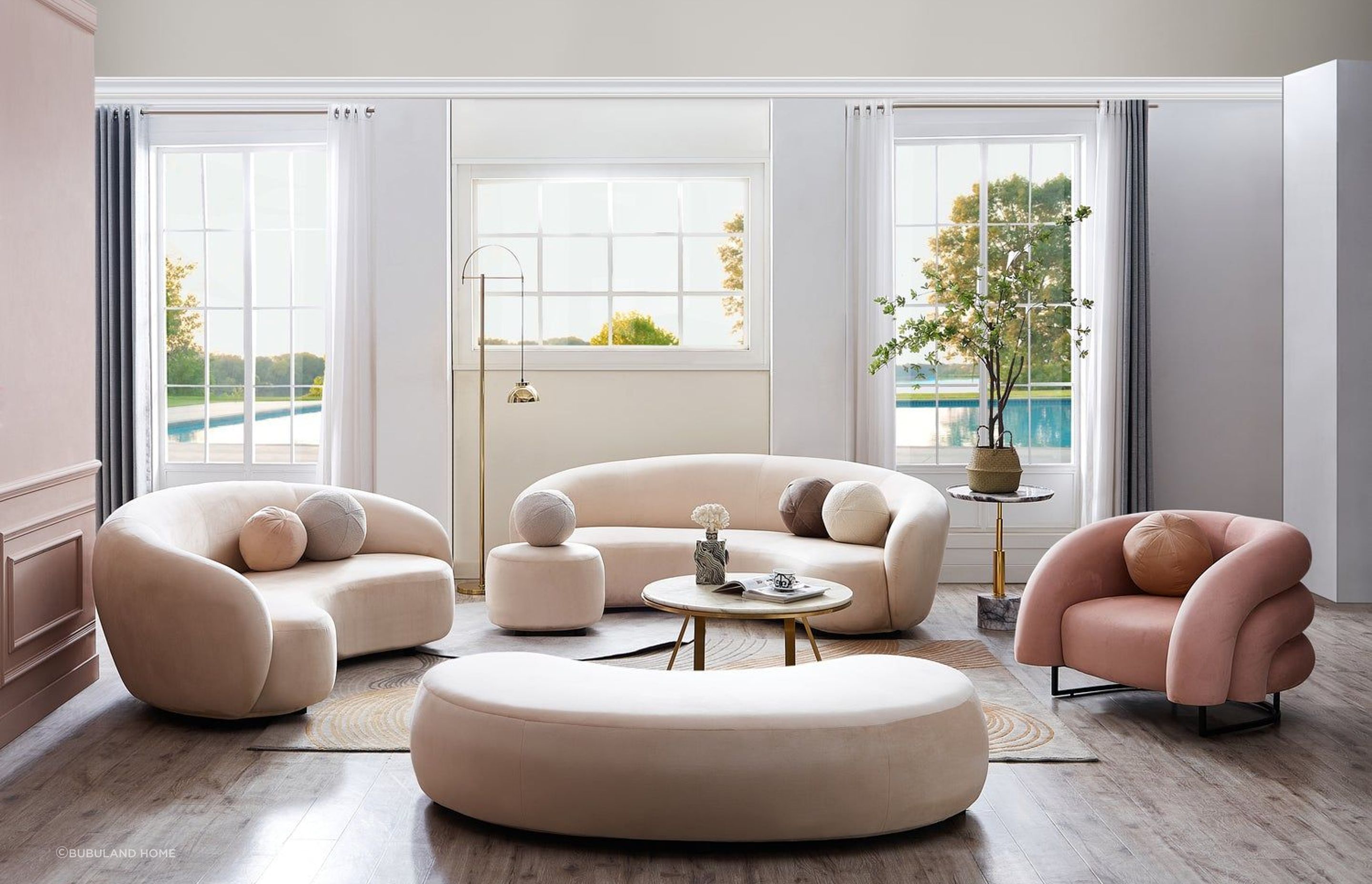 Curvo Seater Velvet Sofas from Bubuland Home