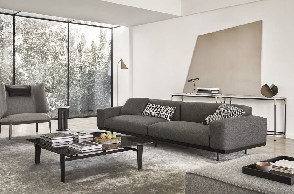 Excellent cushion arrangement on the Naviglio Sofa using patterns, texture and shapes