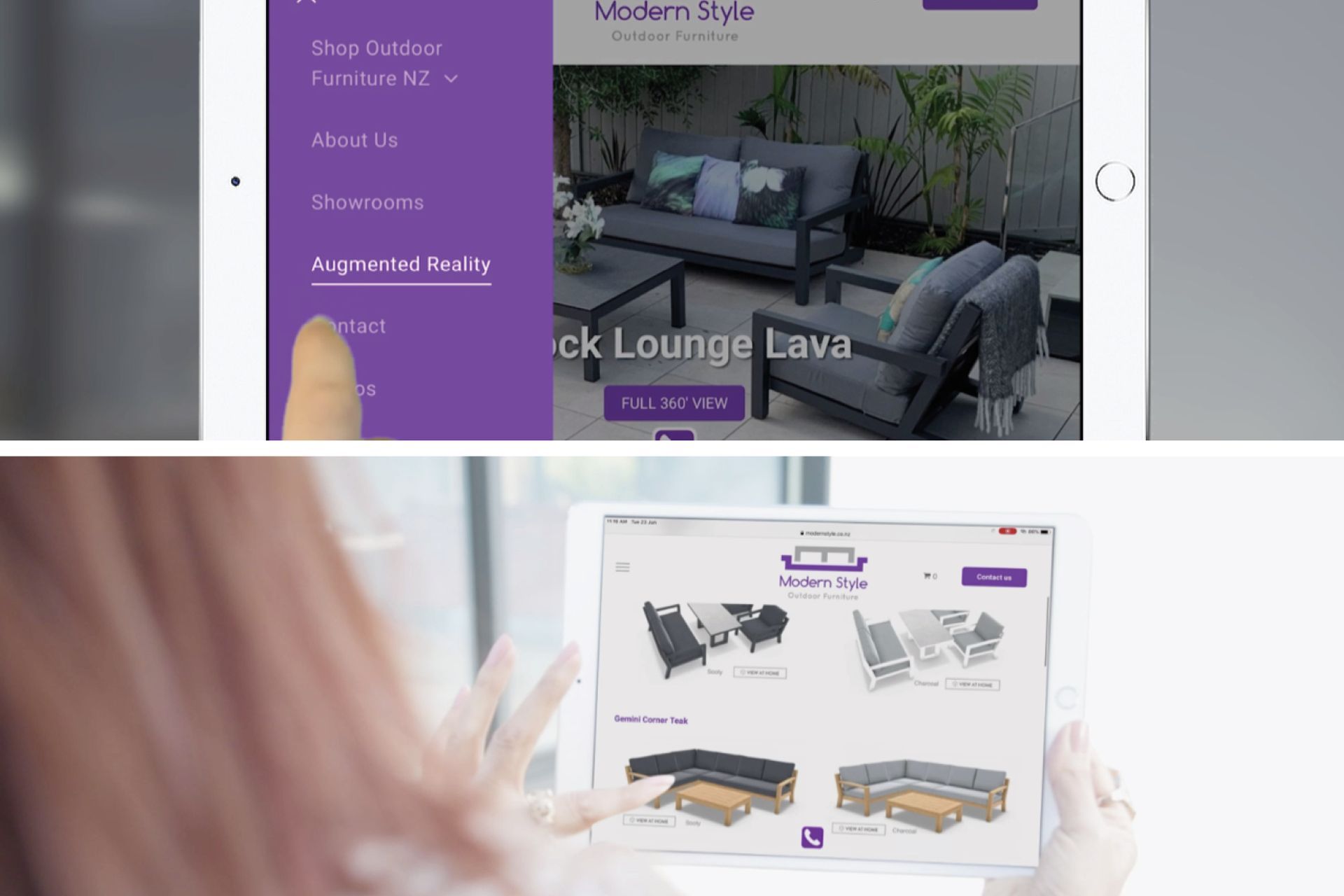 Users simply click on the Augmented Reality tab on the drop down menu to access the range of outdoor settings available to view.
