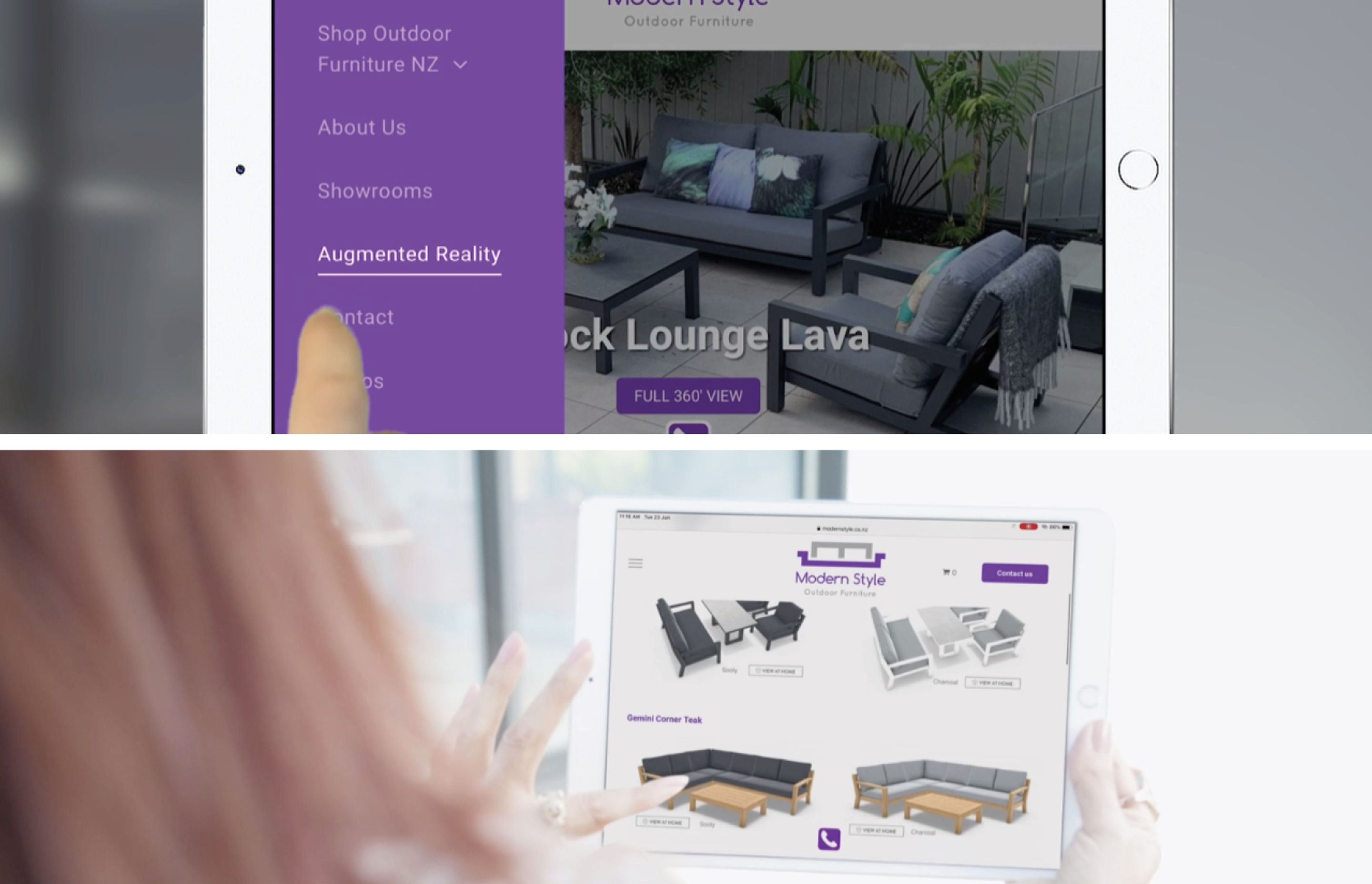 Users simply click on the Augmented Reality tab on the drop down menu to access the range of outdoor settings available to view.