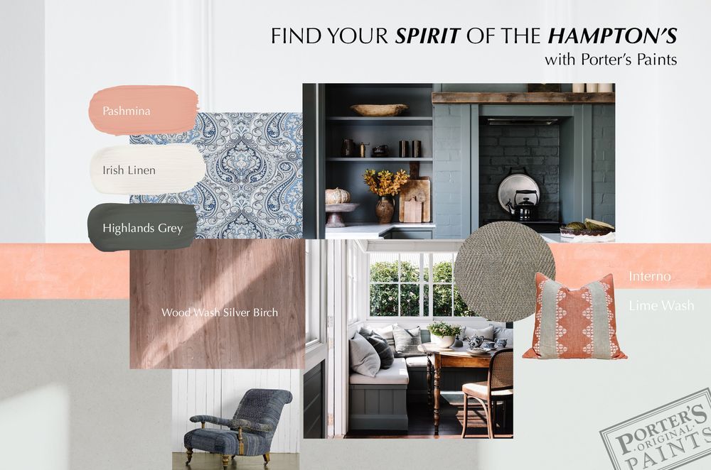 Find your Hampton's style with Porter's Paints - Mood Board 1.