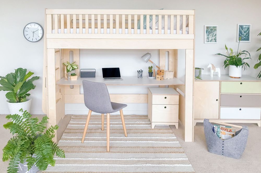 The Scandi Loft bed creates room for learning without sacrificing floor space.