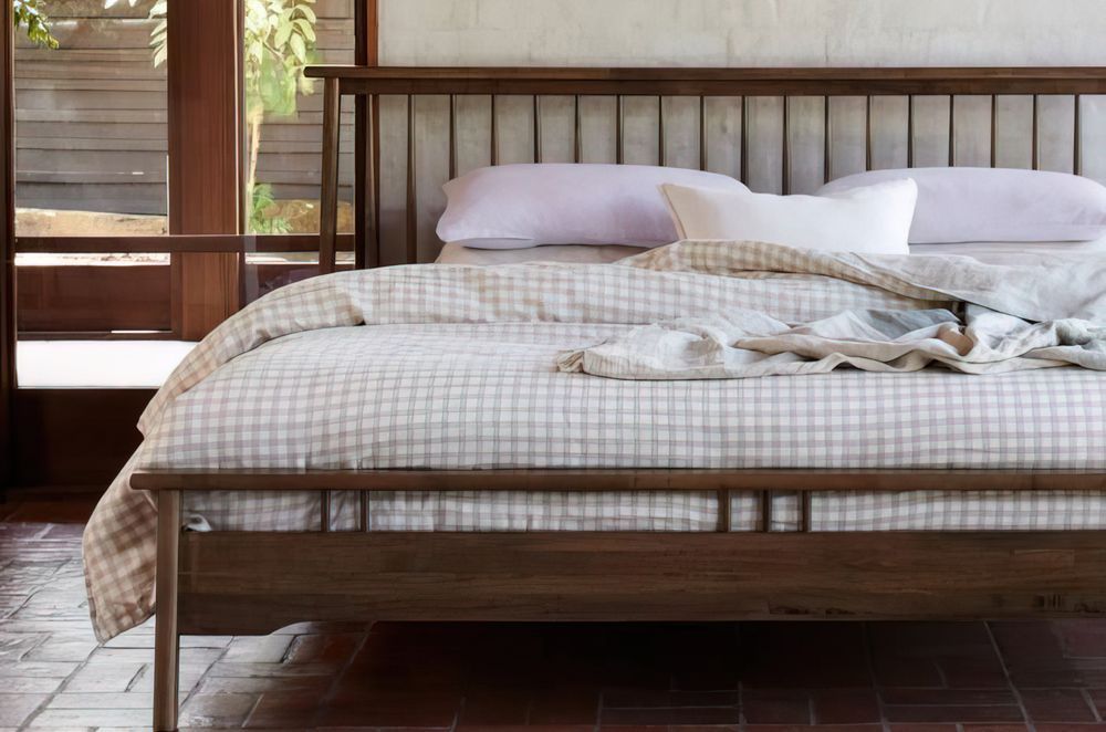 Mid-century styling on the Rome Hardwood King Size Bed Frame