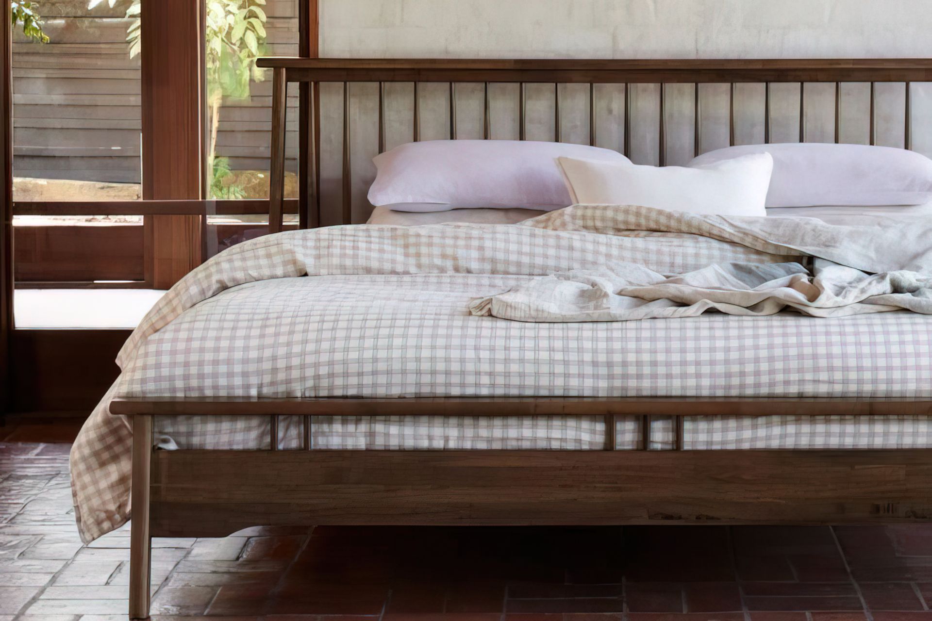Mid-century styling on the Rome Hardwood King Size Bed Frame