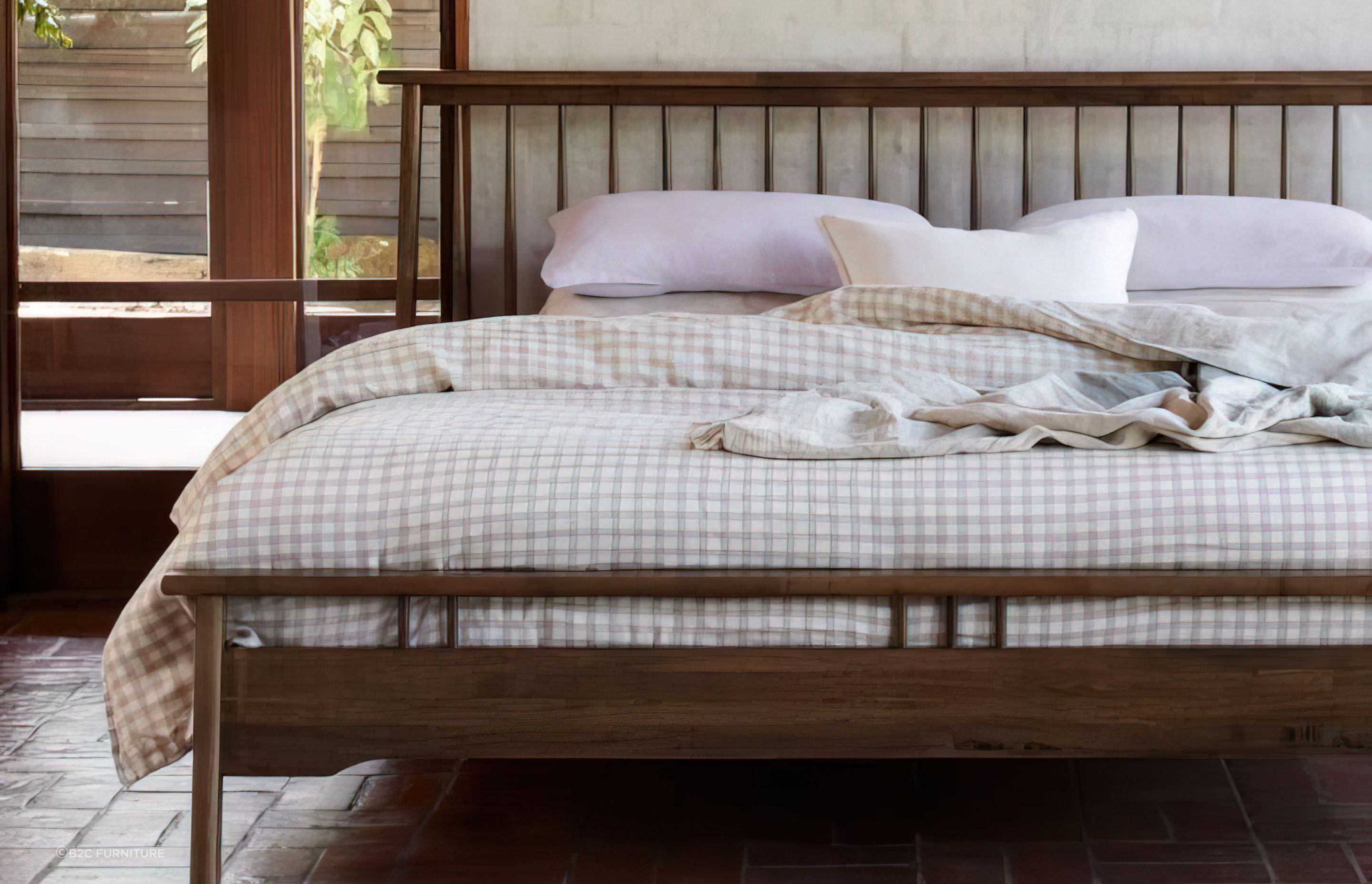 Mid-century styling on the Rome Hardwood King Size Bed Frame