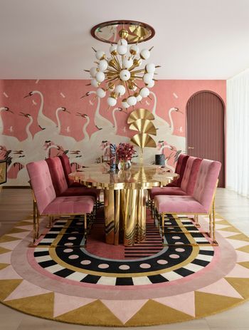 The bold, striking colours present in this made rug perfectly complement the interior of this room. Featured product: Custom Made Rug.