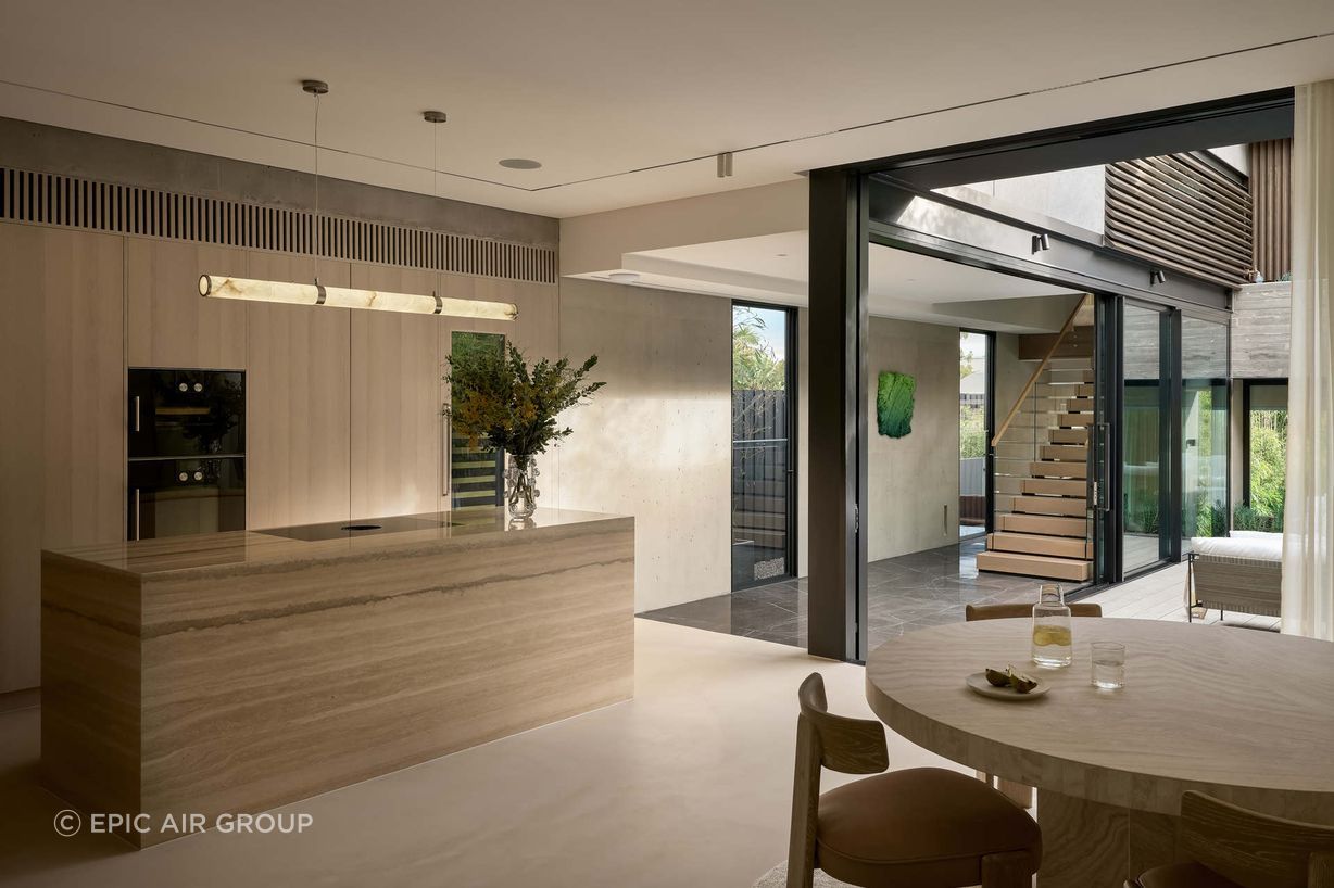 Epic Air integrated the air con vents into the kitchen design for this NSW project.