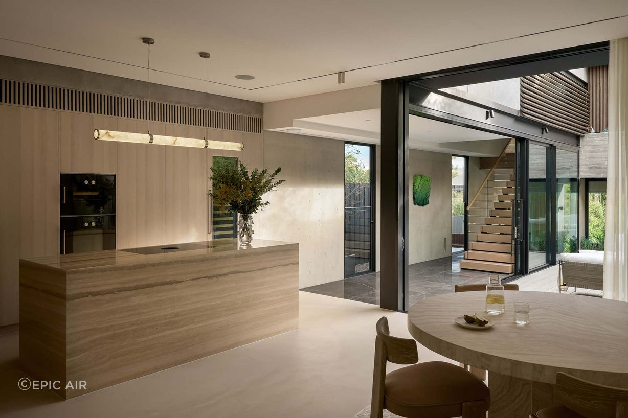 Epic Air integrated the air con vents into the kitchen design for this NSW project.