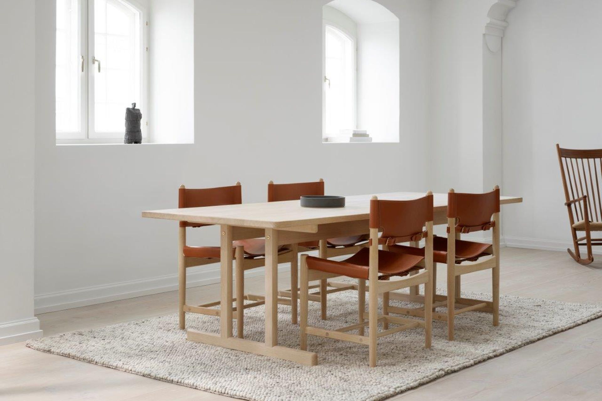 An oak dining table is a stylish to a contemporary space.