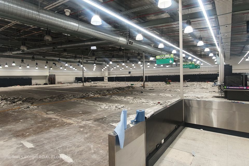 A view of the Countdown West City project while the floor tiles were being ripped up.