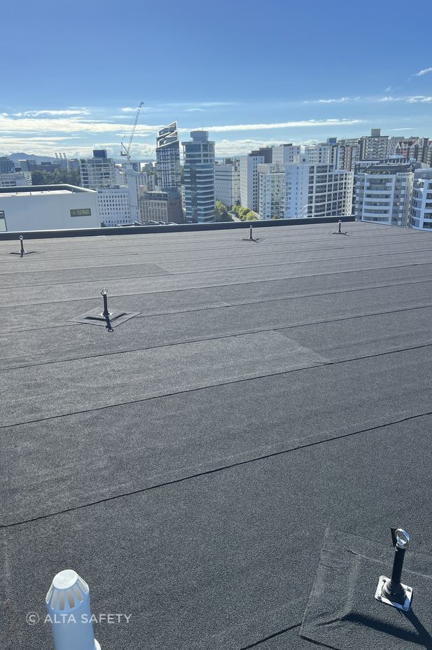 The permanent system is for the ongoing maintenance of the building and to keep contractors safe while they’re on top of the roof walking around.