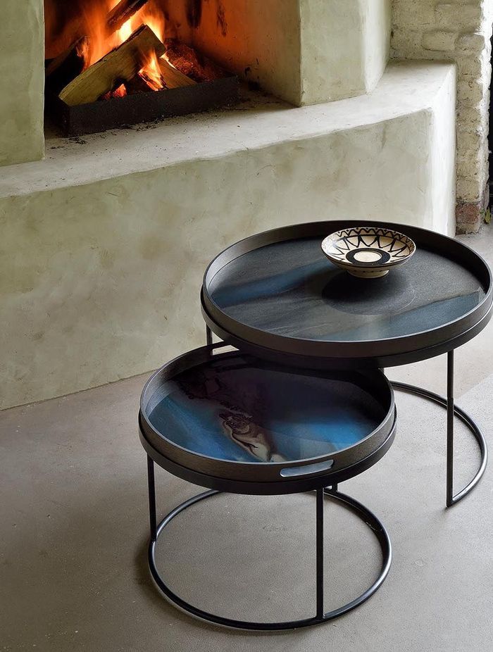 The two different tabletops incorporate different designs.