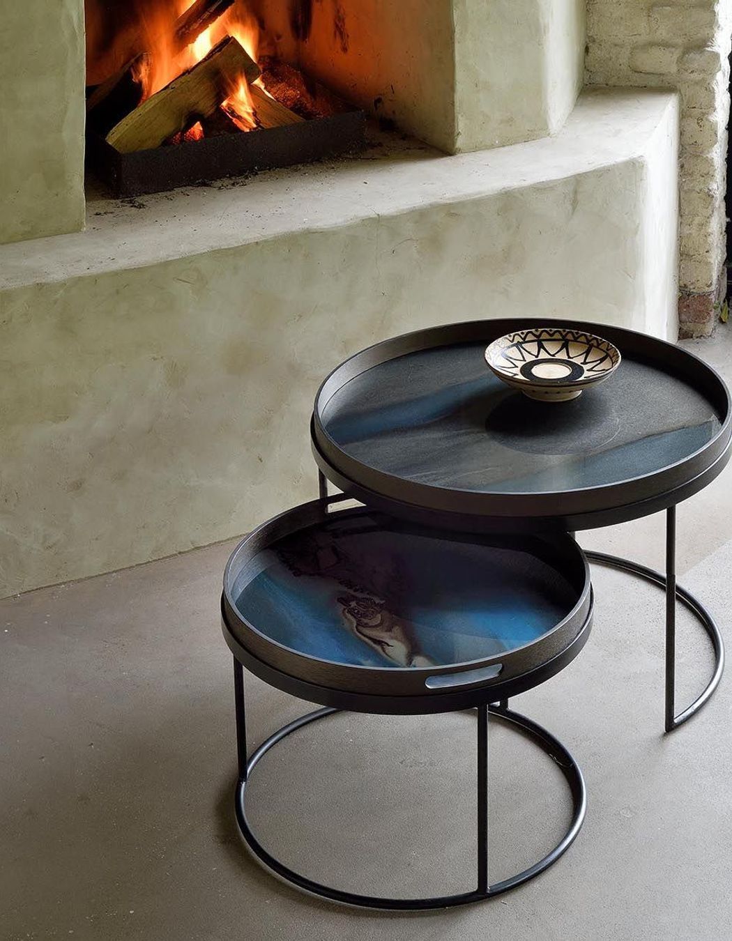 The two different tabletops incorporate different designs.