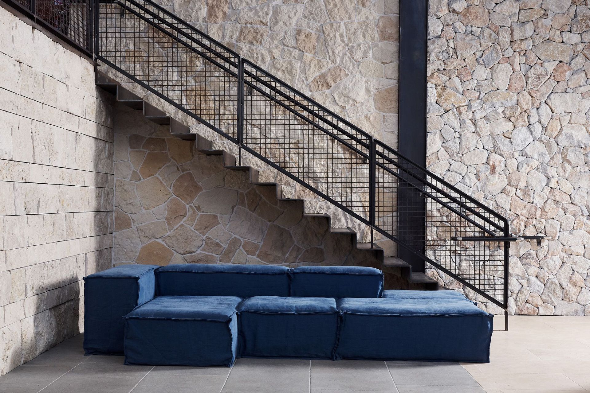 The Eco Outdoor Ord sofa is made from large modular blocks with a weatherproof quick-dry cushion structure.