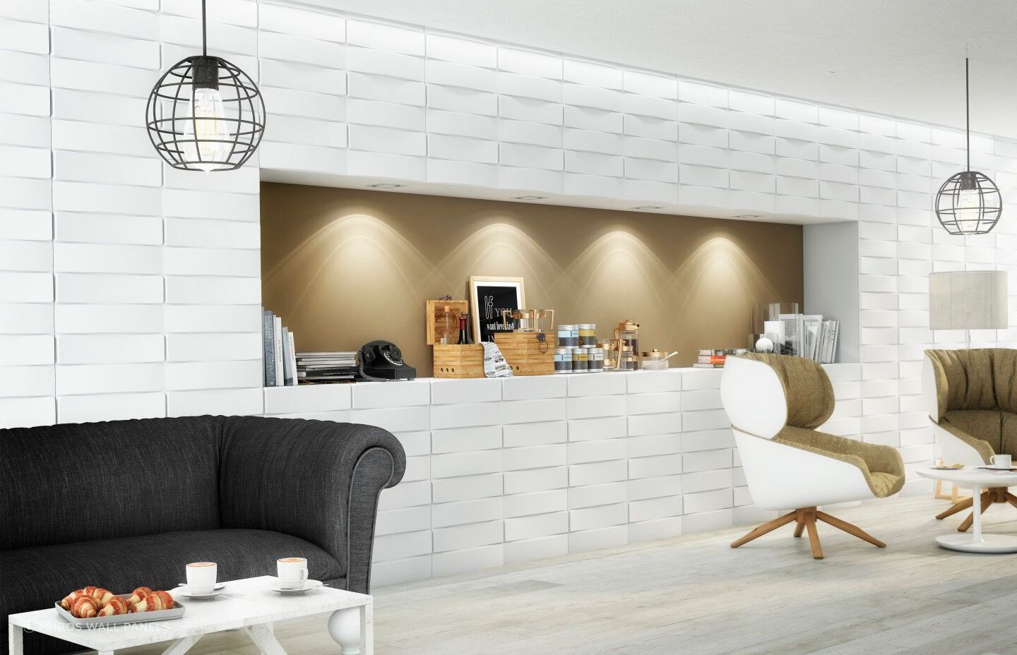 The 3D Magnolia Modular Wall Tile by Muros are designed to create dynamic and contemporary spaces with ease.