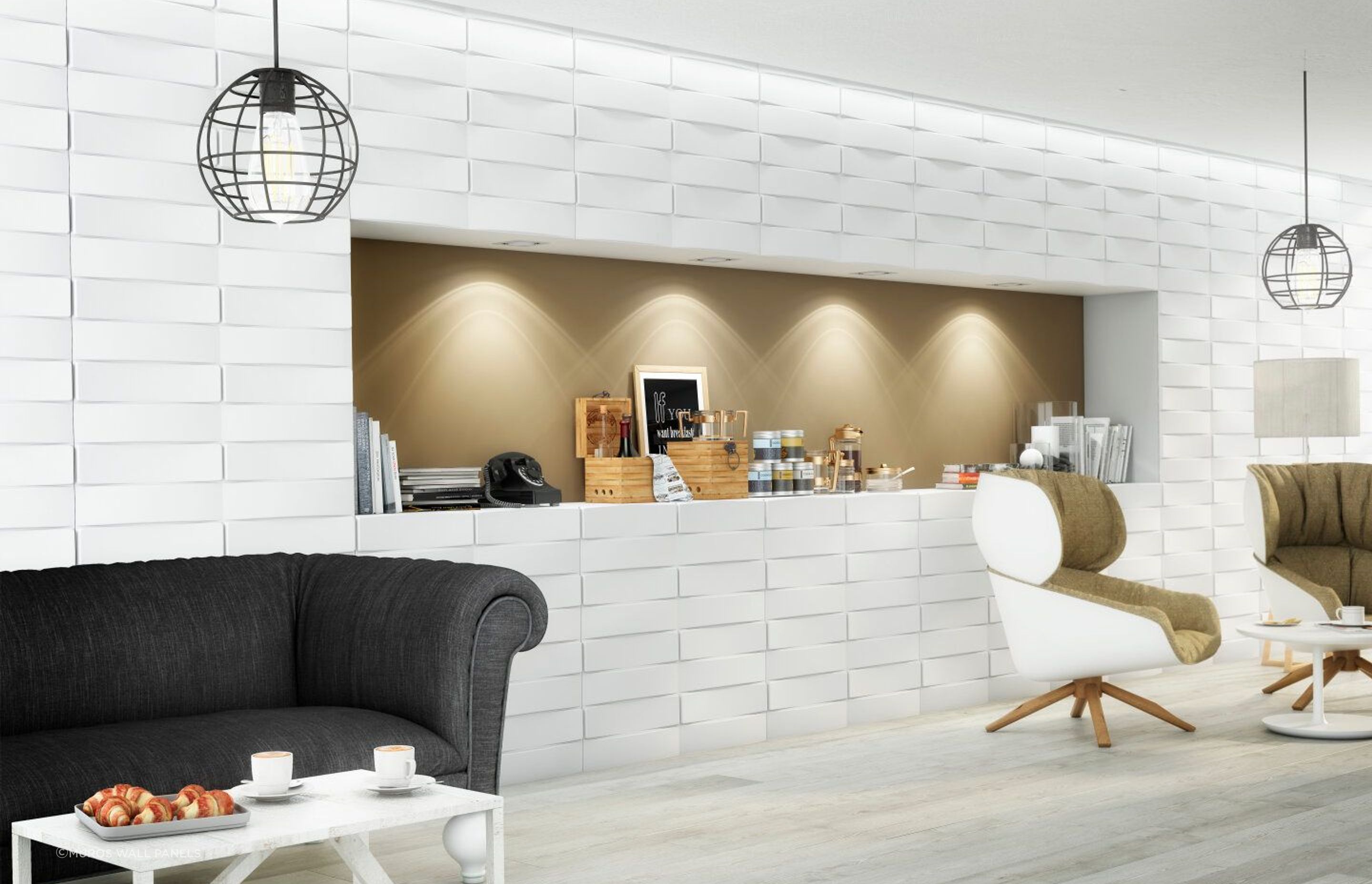 The 3D Magnolia Modular Wall Tile by Muros are designed to create dynamic and contemporary spaces with ease.