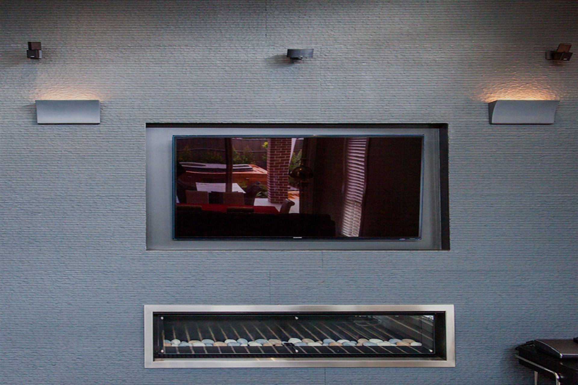 These 3D Wall panels are available in a bluestone or mica surface finish. Featured product: Cabana 3D Wall Panel.