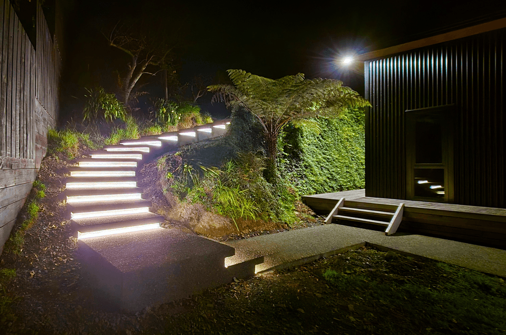 LED-lit steps showcased in Concrete Unlimited's 2024 award-winning Cable Bay Project