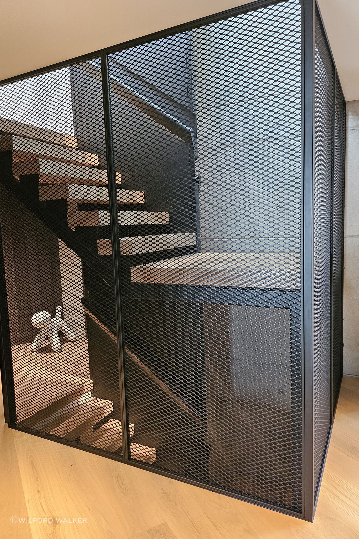 Mesh inserts create an industrial feel.