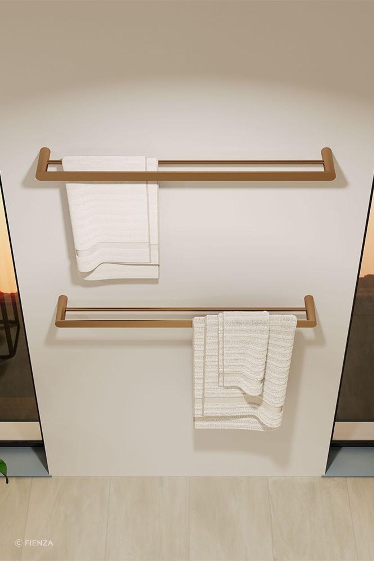 Elevate your bathroom's style with the Empire Slim Double Towel Rail by Fienza, available in both 800mm and 600mm lengths