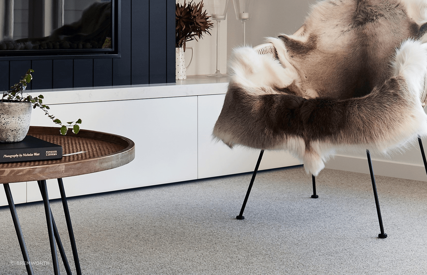 Wool carpets are a sophisticated choice for living spaces. Featured product: Aviemore Wool Carpet.