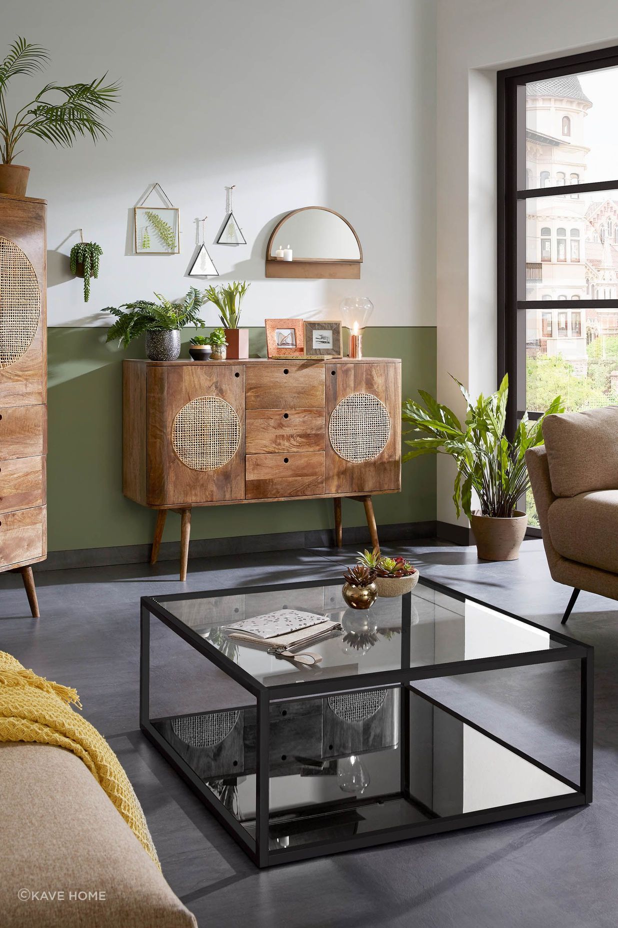 Square coffee tables come in a variety of materials, including hardwood and glass.