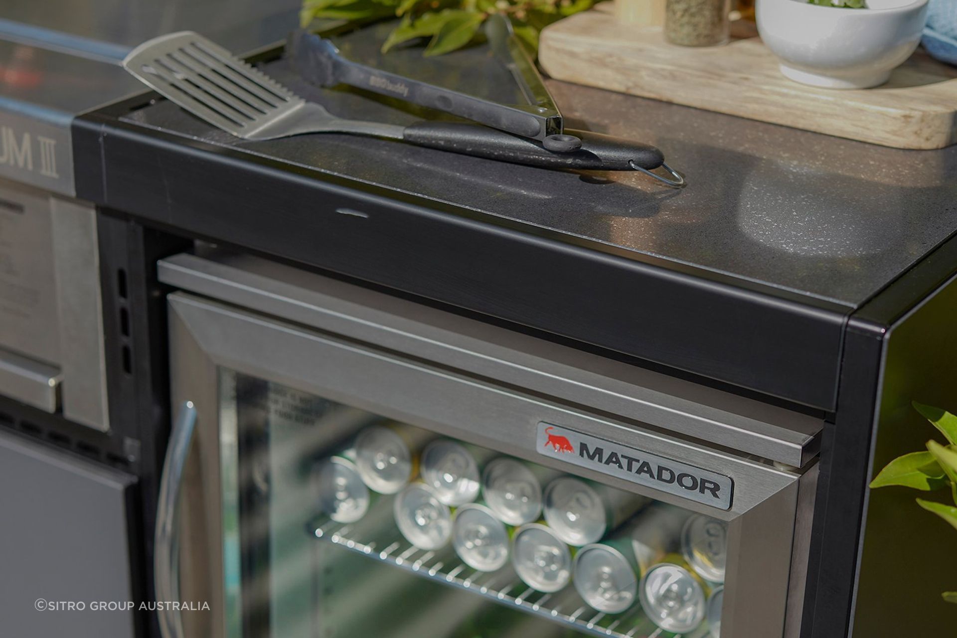 A sophisticated bar fridge is a must for any outdoor kitchen