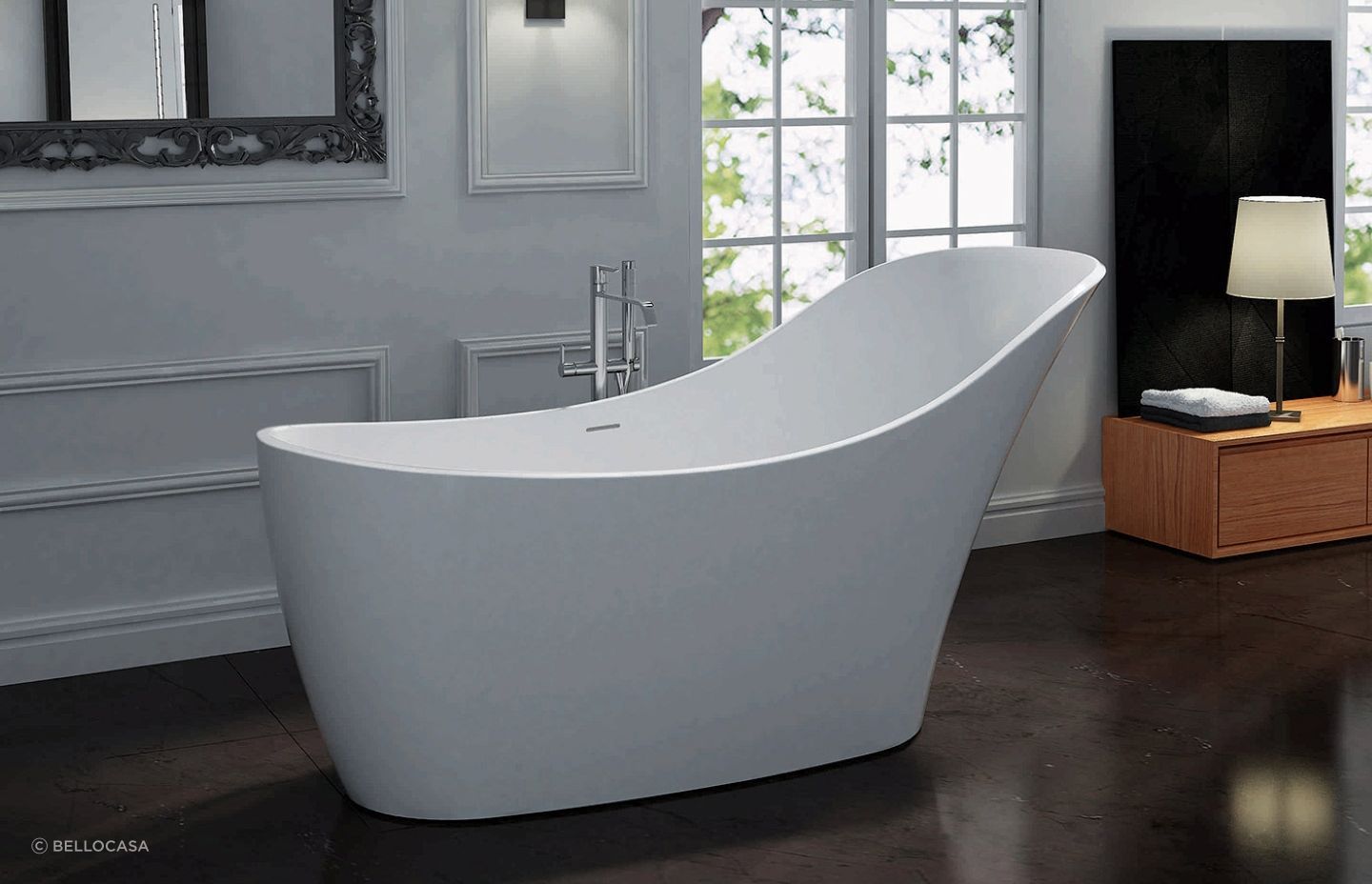 A luxurious slipper bath, the Anna Bath by BelloCasa is made with comfort in mind.