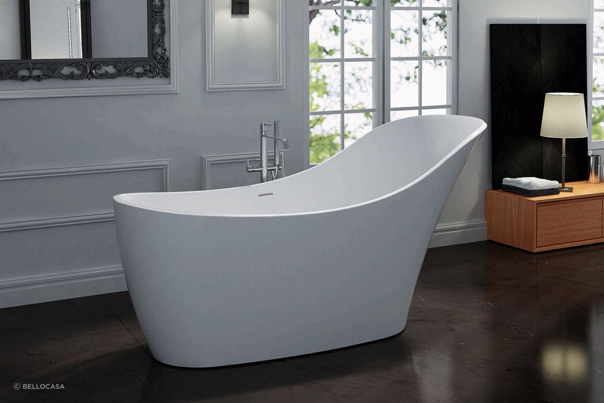 A luxurious slipper bath, the Anna Bath by BelloCasa is made with comfort in mind.