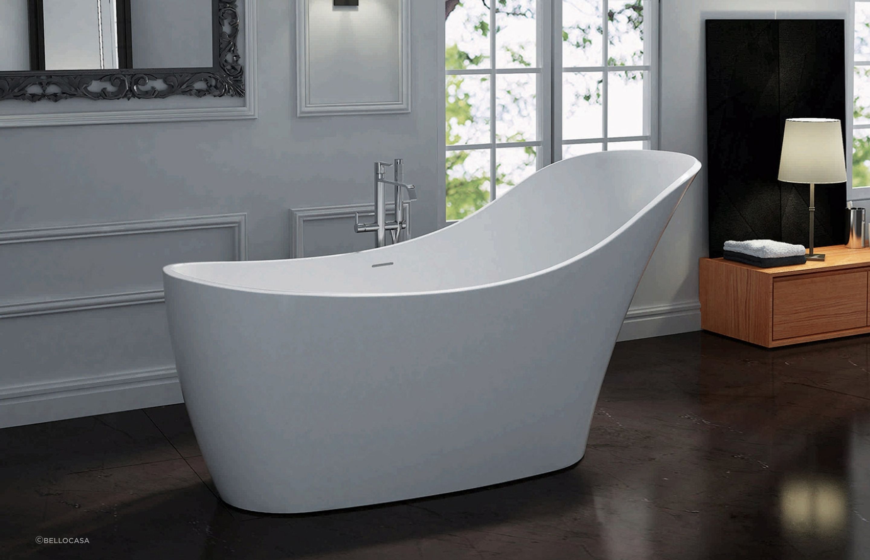 A luxurious slipper bath, the Anna Bath by BelloCasa is made with comfort in mind.