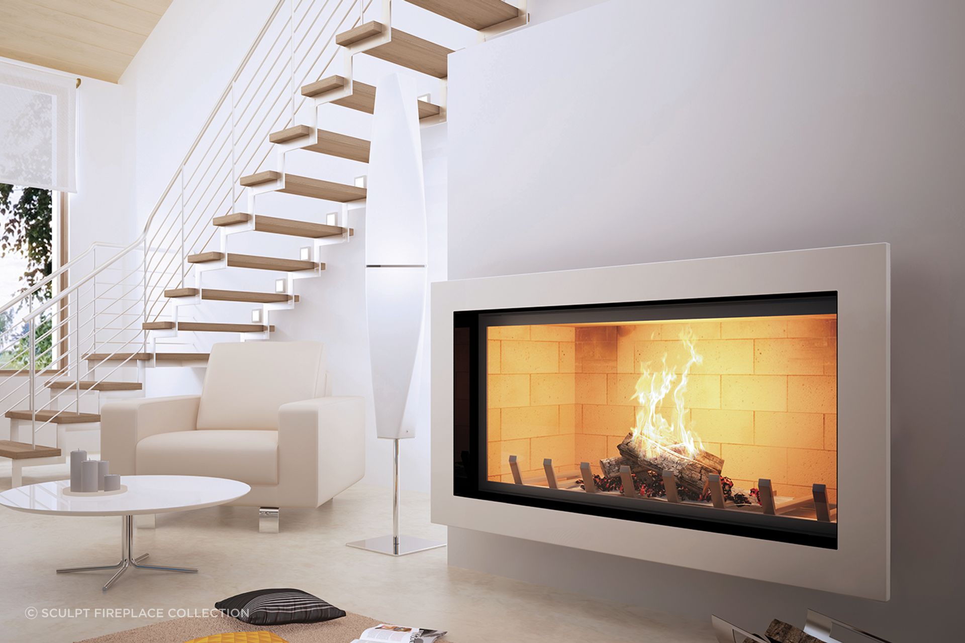 The hand-crafted Axis H1400 contemporary inbuilt fireplace has a generous panoramic viewing area enhancing its ambience.