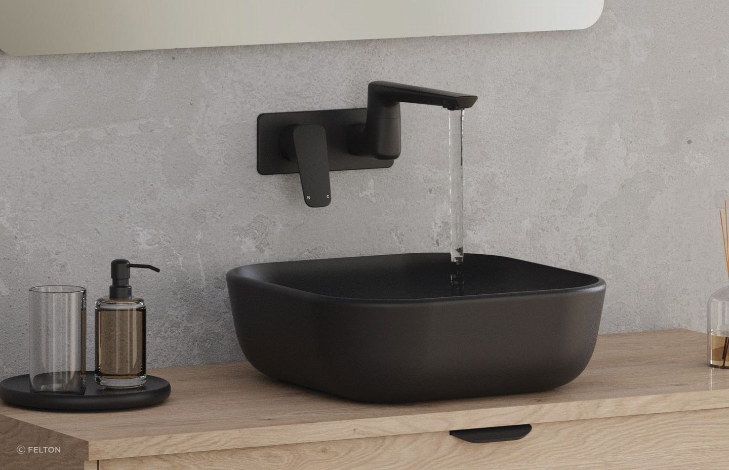 The Axiss II Wall Mounted Swivel Basin Mixer is enhanced by a Titan PVD strong and durable coating giving great longevity.