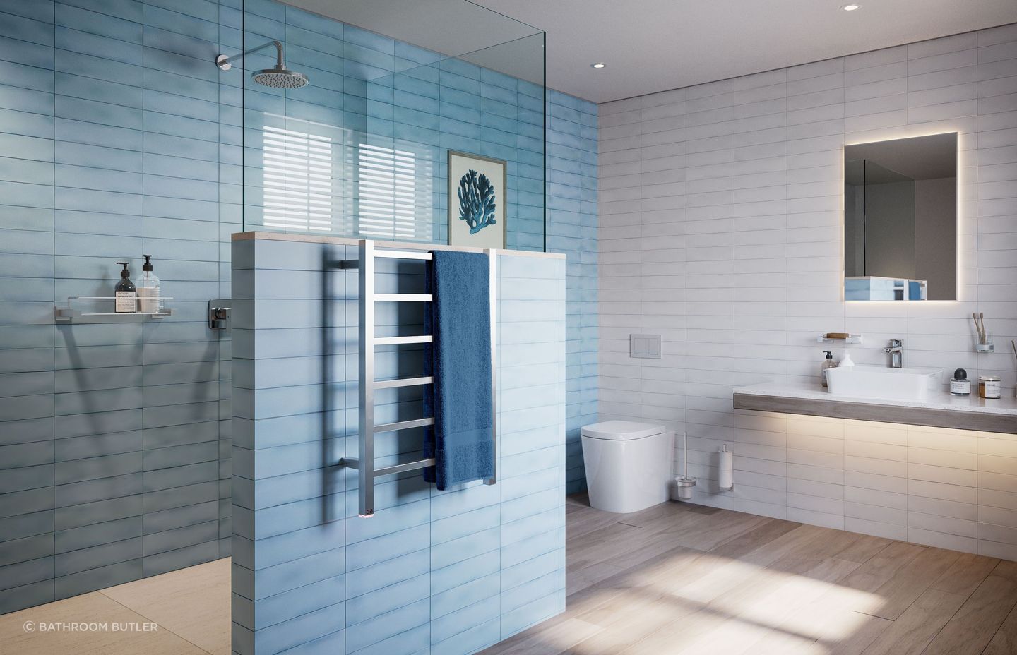 CUBIC 6 Bar 530mm Straight Heated Towel Rail with PTSelect Switch by Bathroom Butler