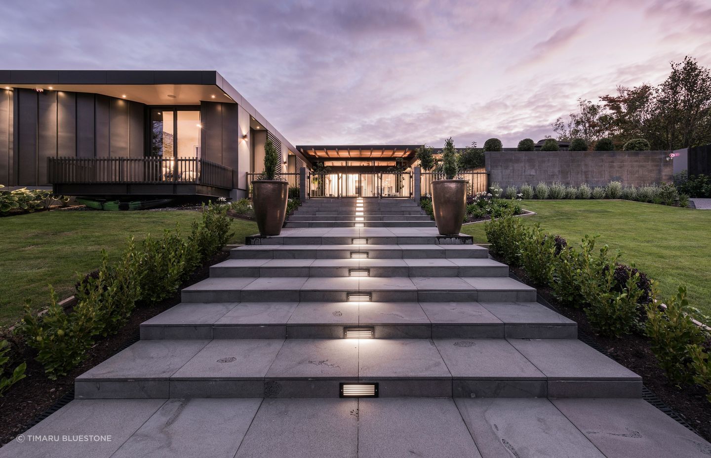 Stylish outdoor stairs with Bluestone Treads in this immaculate property.