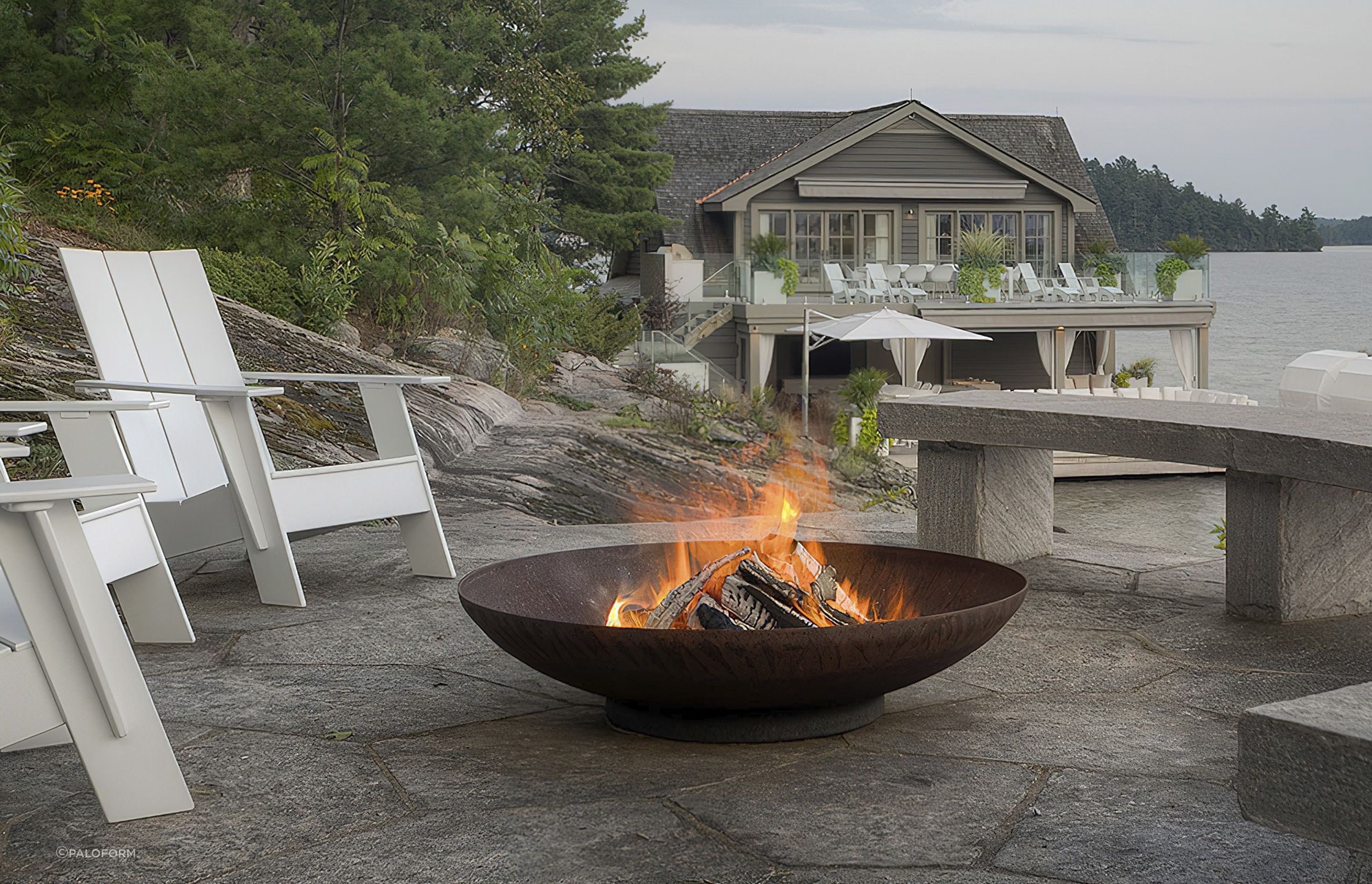 The fire bowl design, like the Bol Corten Fire Bowl, is a chic on-trend choice for 2024.